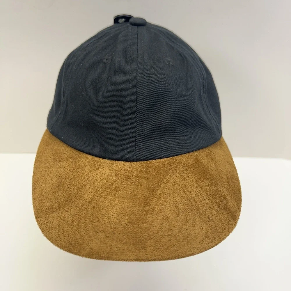 BANANA REPUBLIC Baseball Cap Mixed Media Adjustable Black Tan Strapback Hat NWT
